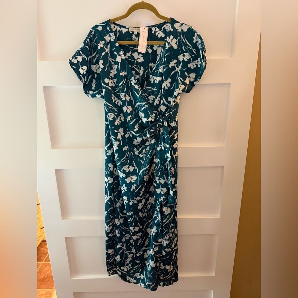 Joie De Vivre Dress Maxi Feminine Boho Cottage Garden Party Floral green Size L